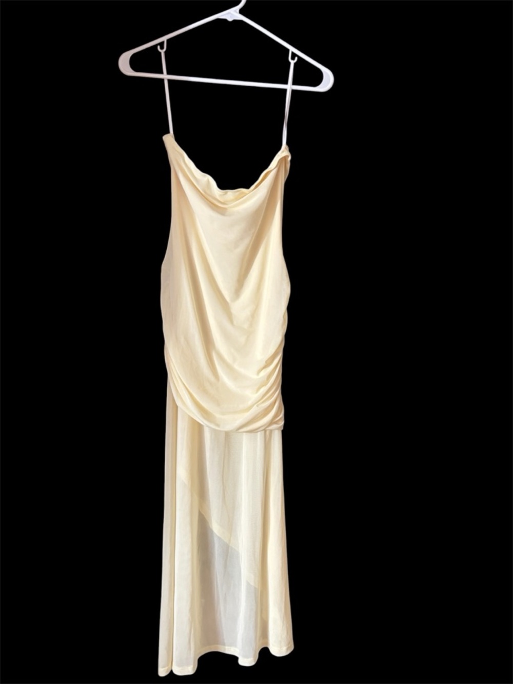 Yellow Strapless Slip Dress with Sheer Skirt